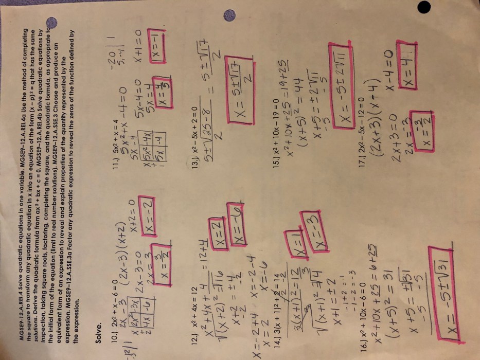 Unit 8 test study guide quadratic equations