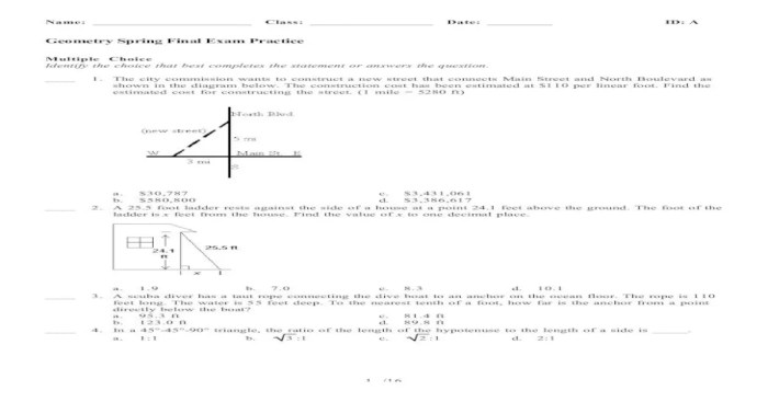 Geometry final exam answer key 2023