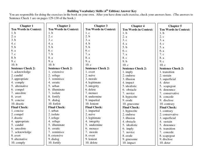 Building vocabulary skills fifth edition answer key