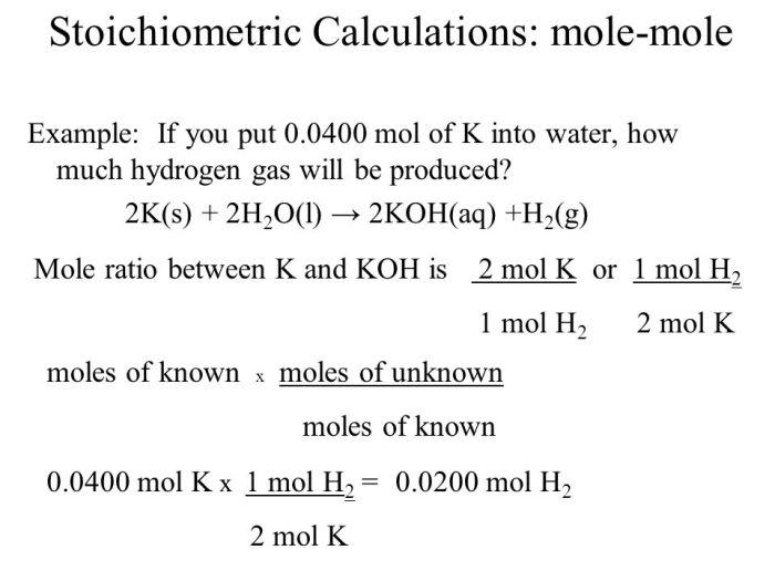 Mole to mole ratio worksheet answers